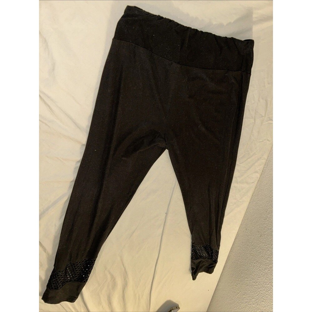No Boundaries 11-13 Black Capri Leggings Mesh Ankle Panels Pull On